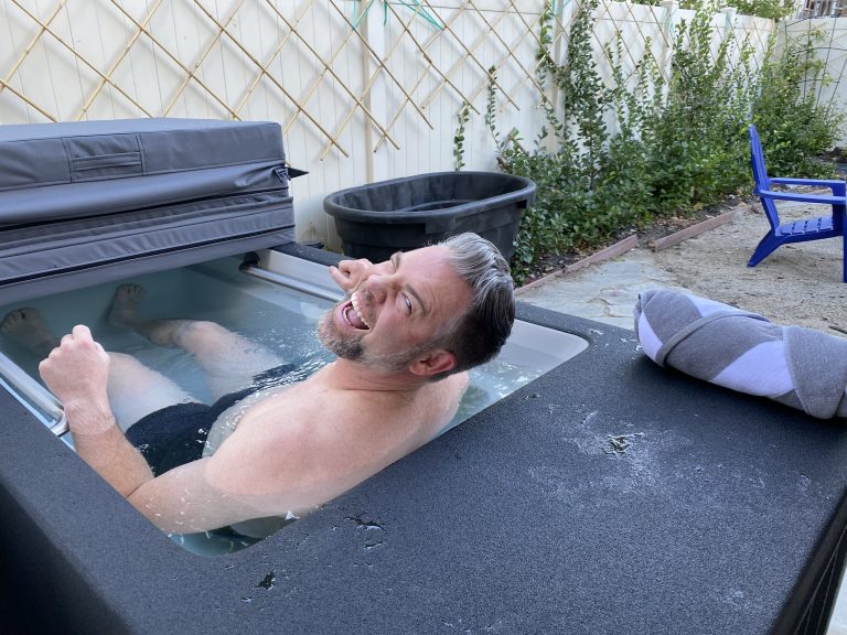 Jason Hewlett enjoying King Kool cold plunge